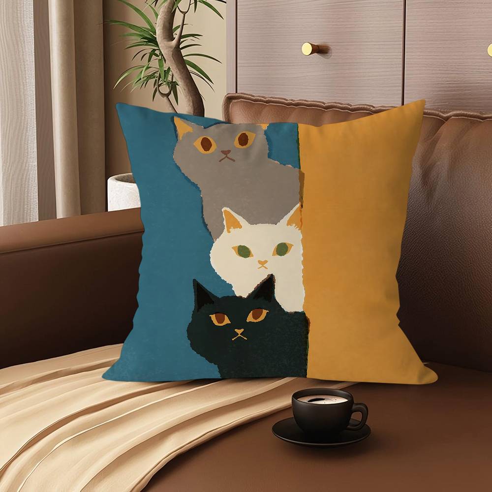 Niedliches Cartoon Katze Kissen Geschenk Heim Büro Dekoration Schlafzimmer Sofa Auto Kissenbezug Hülle 45x45