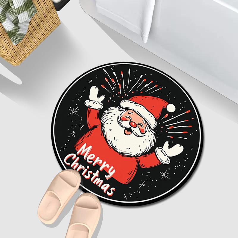 

Рождественский праздничный круглый ковер с атмосферой ветра для гостиной, спальни, декоративный коврик, рождественская елка, подставка для ног 80 * 80CM Diatom Mud