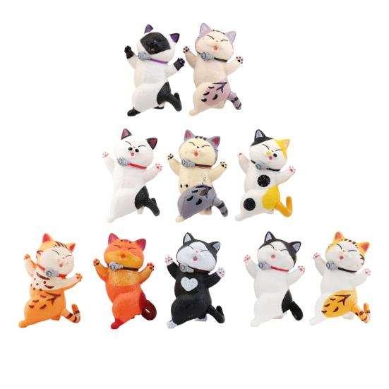 10Pcs Kitten Ornament Miniature Collectible PVC Doll Model Baking Decor for Cake