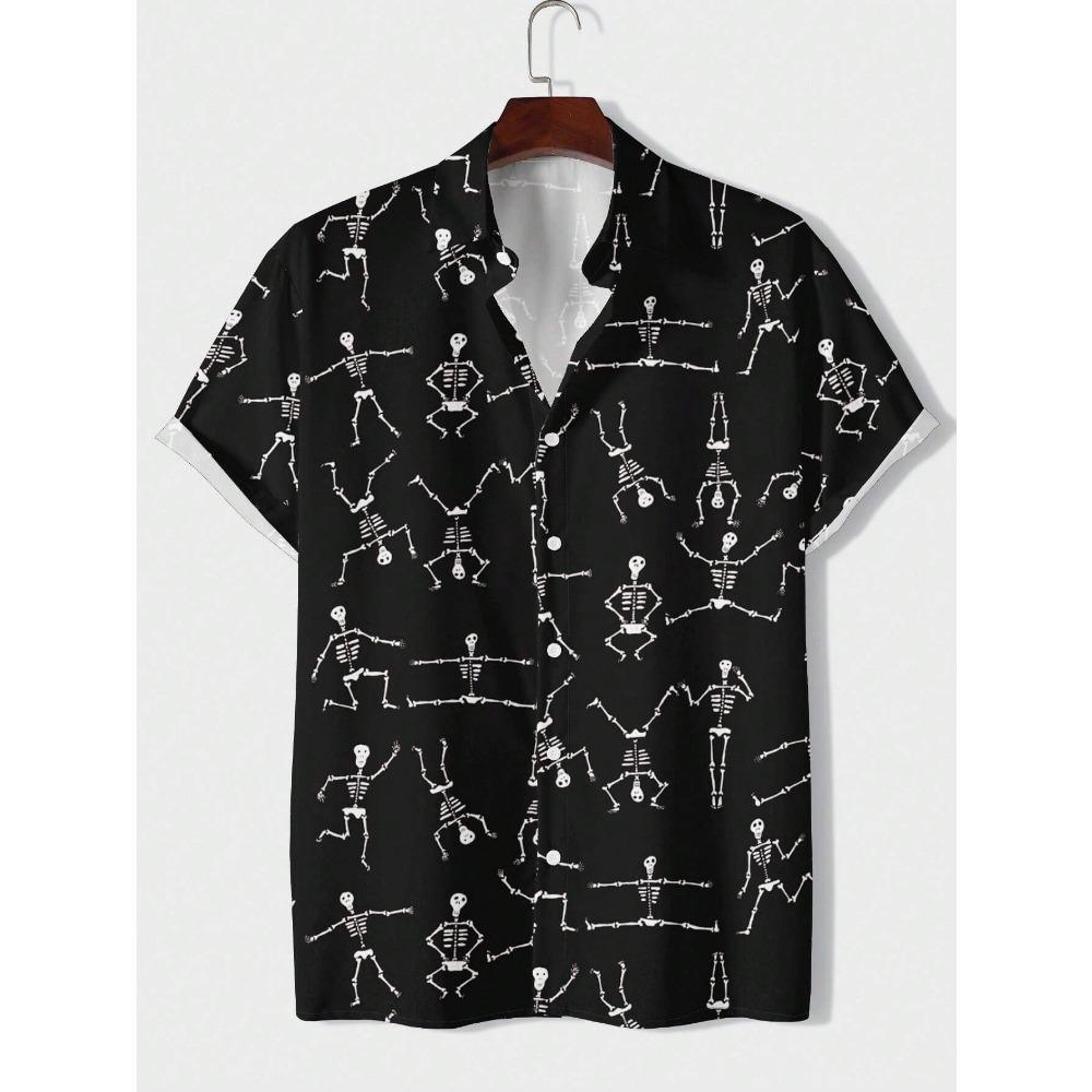 Men Shirt Fashion Skull Pattern 3D Print short Sleeves Shirts Casual Design Short Sleeve Shirts Fashion Button Tops
