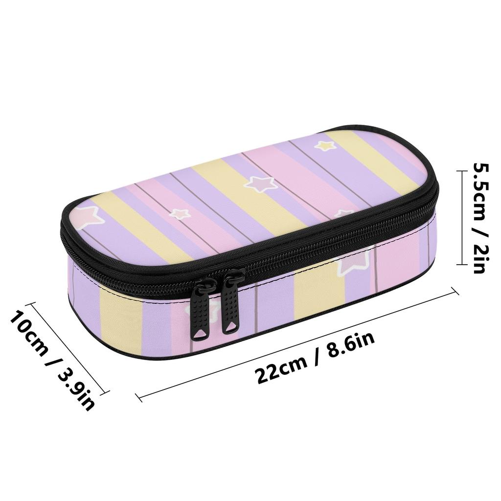 Pencil Case Daily Use Strong Polyester Fabric Smooth Zipper with Main Compartment Mesh Pocket and Pen Slots for School and Study
