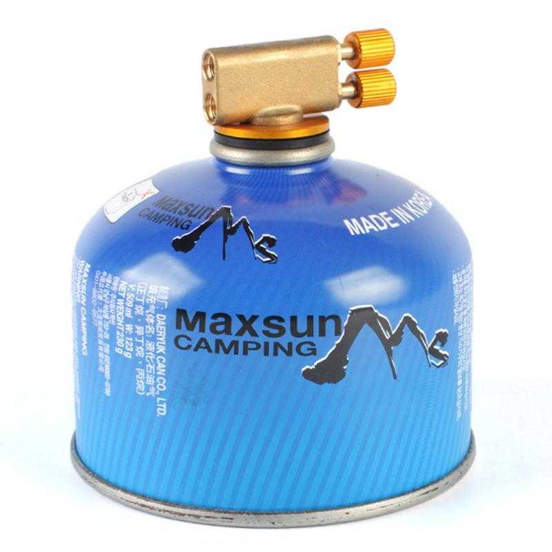 Gas Burner Camping Gas Stove Safety Switch Double Head Inflatable Valve Adapter for Flat Liquefied