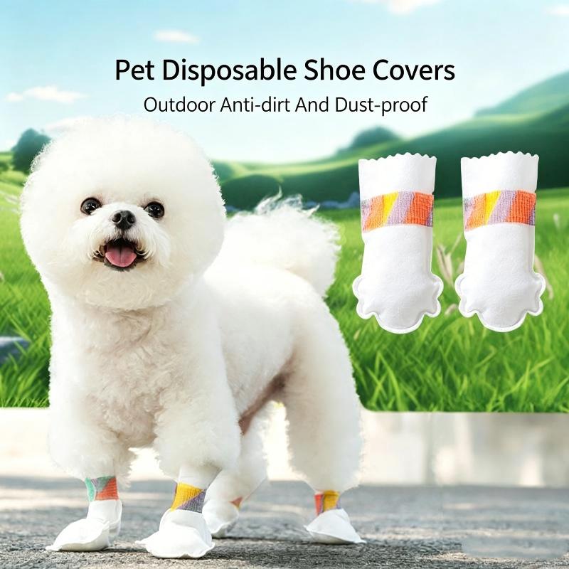 20 Pcs Pet Disposable Foot Covers Non Woven Dog Leg Covers Waterproof Non Slip Outdoor Leave In Pet Shoes