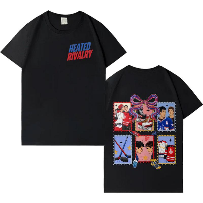 Streetwear Ognisty Rywalizacja Shane Hollander Ilya Rozanov Modny T-shirt z Okrągłym Dekoltem Męski Damski Krótki Rękaw Pop Oversize Codzienne Top