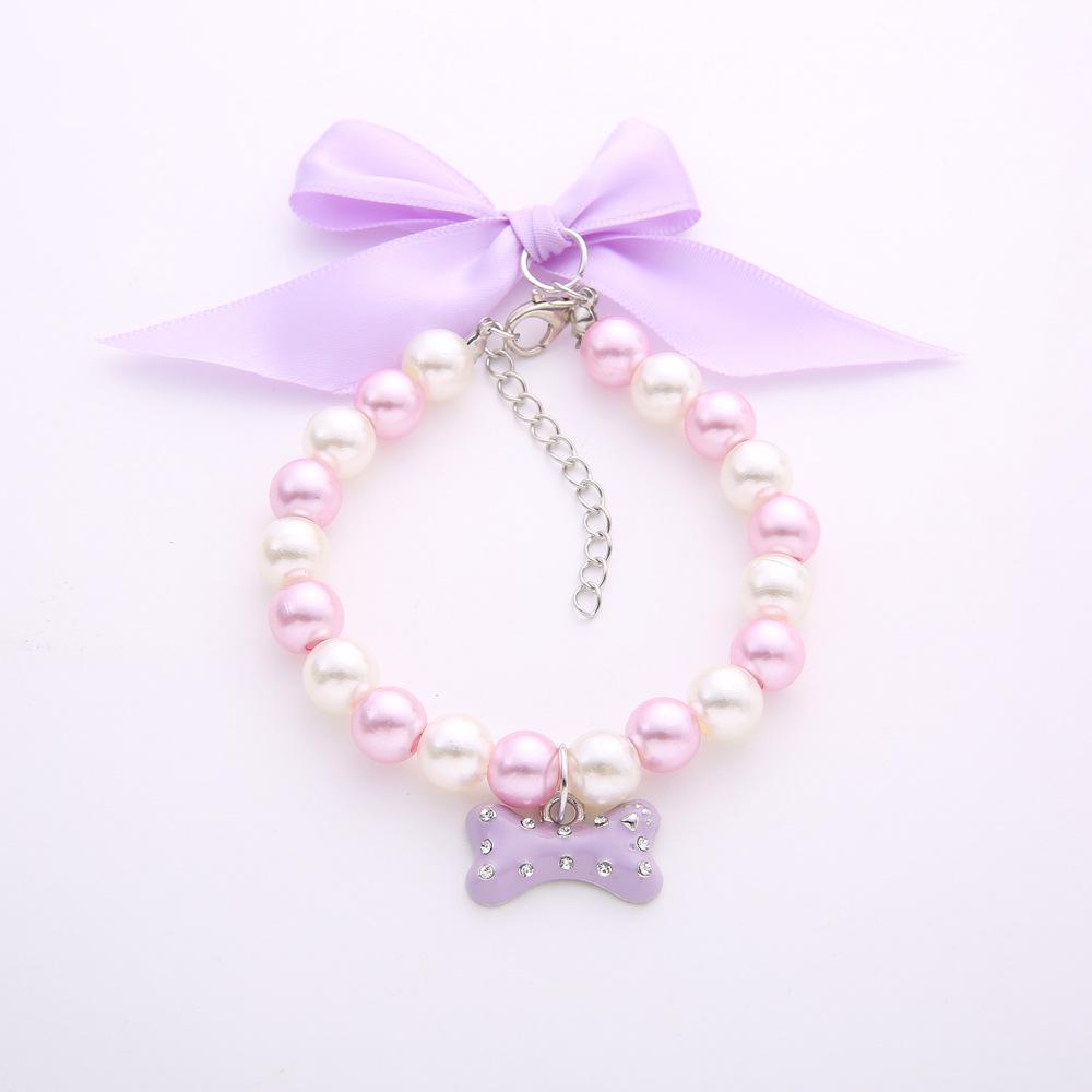 Perłowy Cyrkoniowy Naszyjnik Obroża dla Psa Kota Błyszczący Kotek Szczeniak Śliczna Obroża Biżuteria dla Zwierząt Artykuły dla Psa Akcesoria dla Szczeniaka Zawieszka