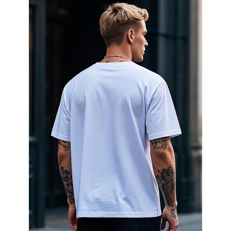 Trendiges "Troll Revival" Print American Streetwear Design Graffiti Buchstaben Print Kurzarm-T-Shirt für Herren, Perfekt für High Street Outfits.