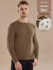 Men's Cashmere Antibacterial Mid-Neck Winter Warm Top, Fleece-Lined Long Sleeve 