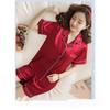 Women's Ice Silk Short Sleeved Shorts Pajama Set Imitation Silk Lapel Cardigan Home Clothes Lightweight And Breathable Two-piece Set