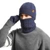 3Pcs/Set Men Hat Scarf Gloves Set Solid Color Twist Texture Brimless Hat Neckerchief Knitting Gloves Set Winter Accessories