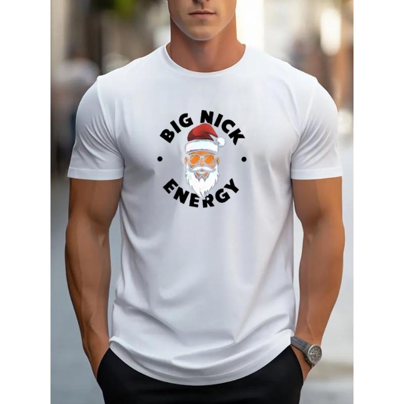 European Size Mens Christmas TShirt Comfortable Crew Neck Casual Cotton ShortSleeves Soft Breathable Top Menswear Tshirt Summer Spring Streetwear