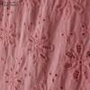 ZANZEA Womens Summer Casual 3/4 Sleeve Hollow Patchwork Embroidery Crochet Blouse