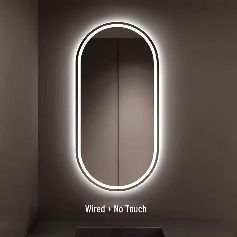 Smart Oval Wall-Mounted LED Makeup Vanity Mirror with Touch Screen