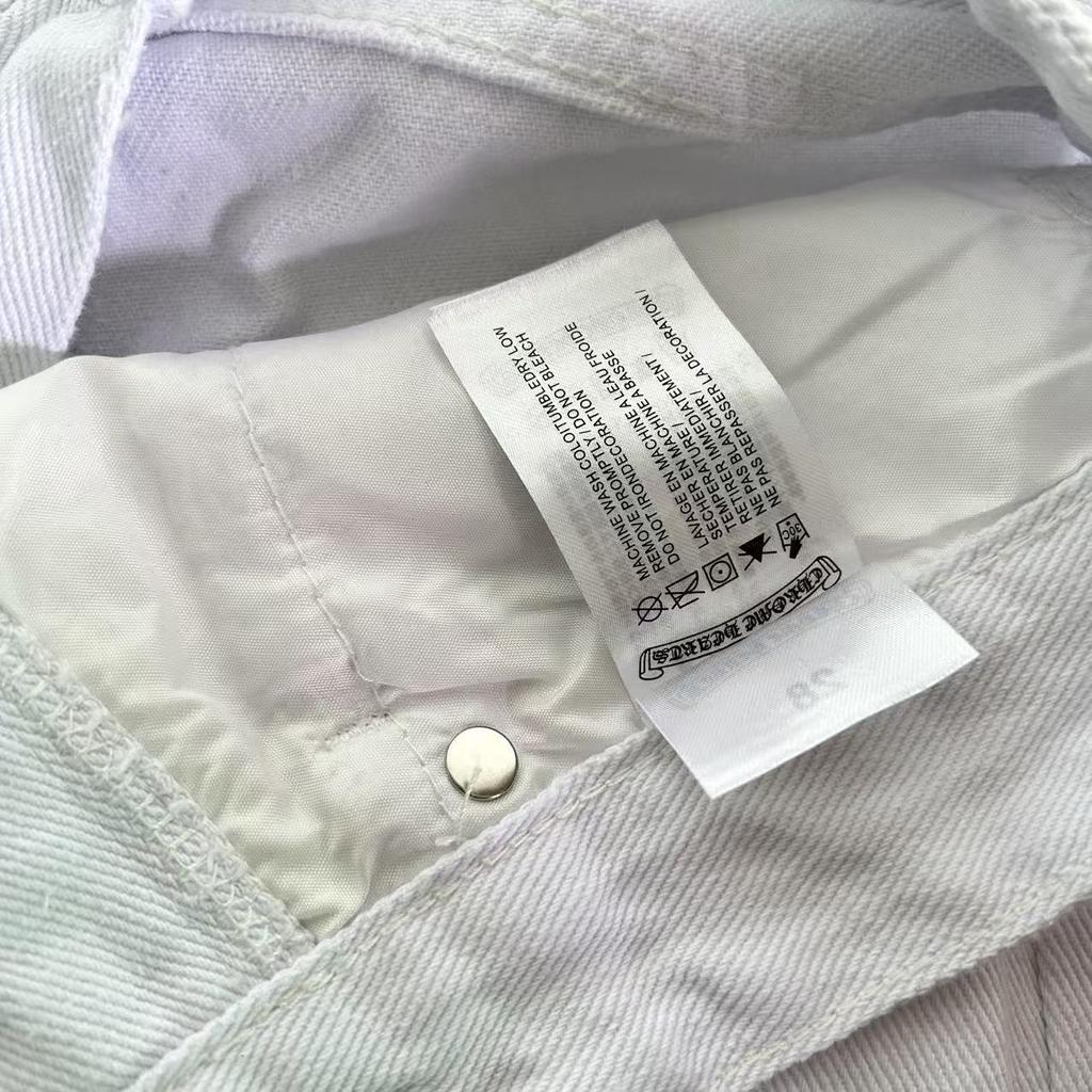 7706 CHROME HEARTS Blugi Trendy Stil American pentru Bărbați și Femei cu Aplicații din Material Textil, Pantaloni Casual și la Modă High Street