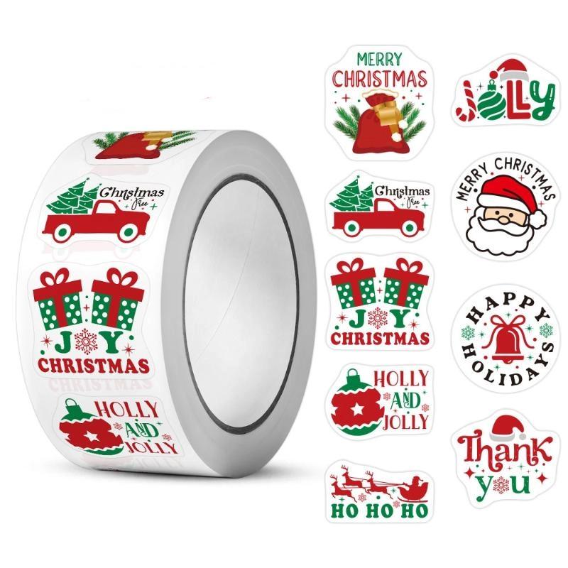 500Pcs Merry Christmas Gift Stickers Irregular Seal Labels Sticker For Gift Baking Package Envelope Stationery Decor