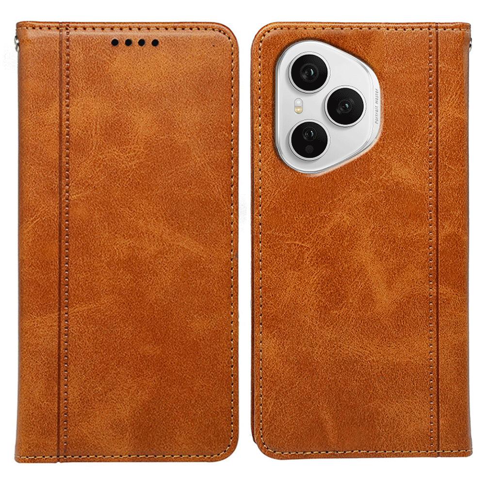 

For Honor 400 Pro 5G (Global) Case Hidden Magnetic Closure Calf Texture Leather Phone Cover Yellow