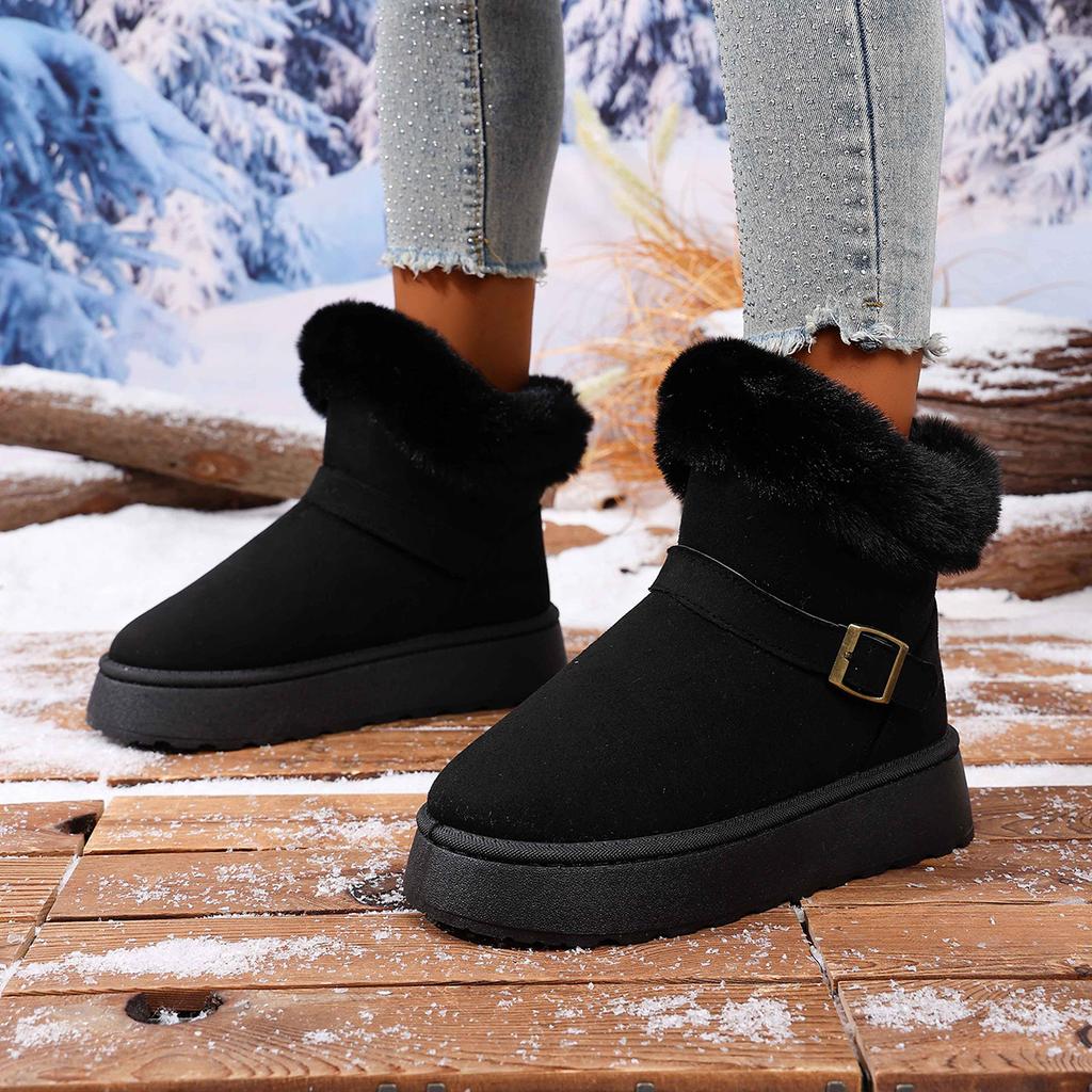Bottes de Neige à Enfiler Large Largeur pour Femmes, Bottines d'Hiver Mi-Mollet à Plateforme, Vente en Gros Station Indépendante pour Femmes