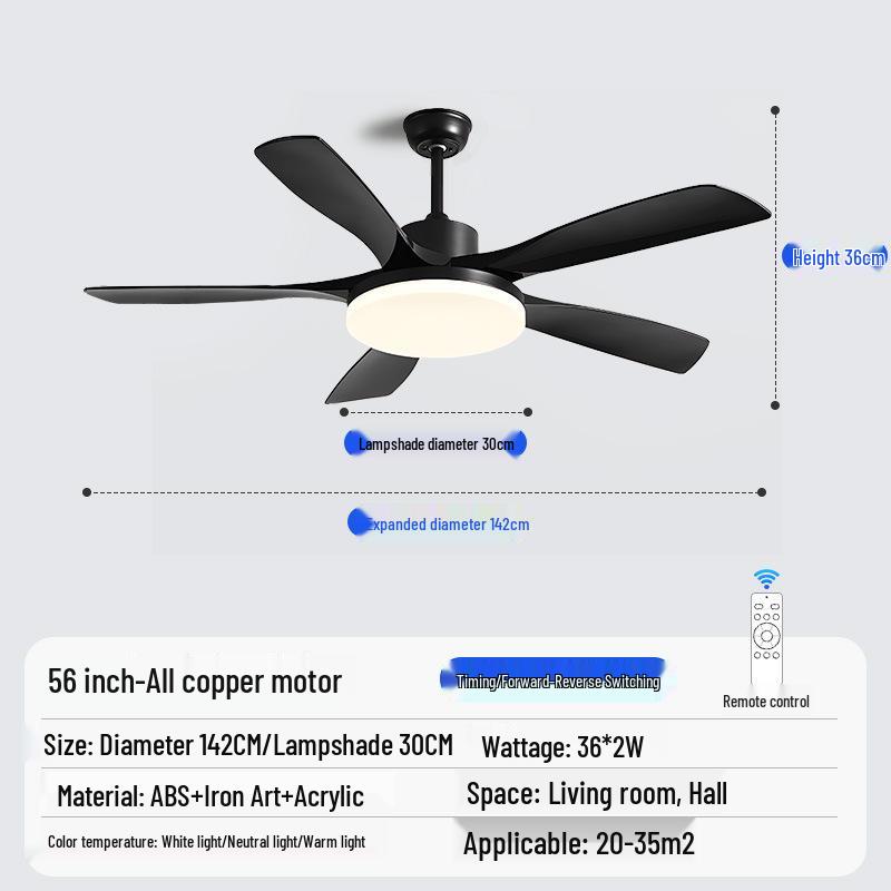 Nordic Industrial-Style Silent Ceiling Fan Chandelier for Home or Commercial Use