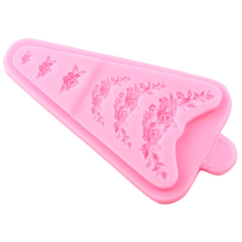 Flower Wreath Cake Border Silicone Moulds Fondant DIY Wedding Cake Decorating Tools Cupcake Topper Candy Clay Chocolate Mould