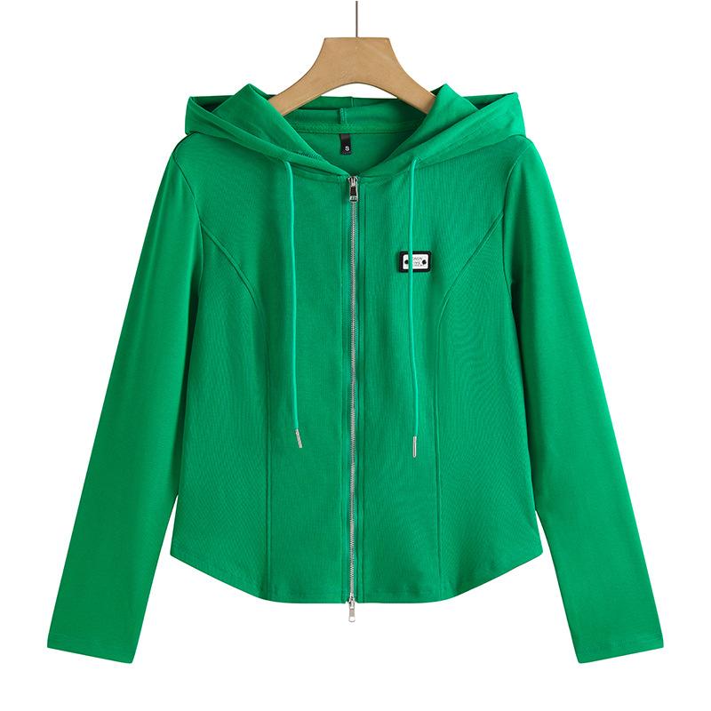 

Женская футболка на весну и осень, кардиган с капюшоном на молнии, облегающая и элегантная женская рубашка с длинными рукавами, модный трендовый топ XXXL