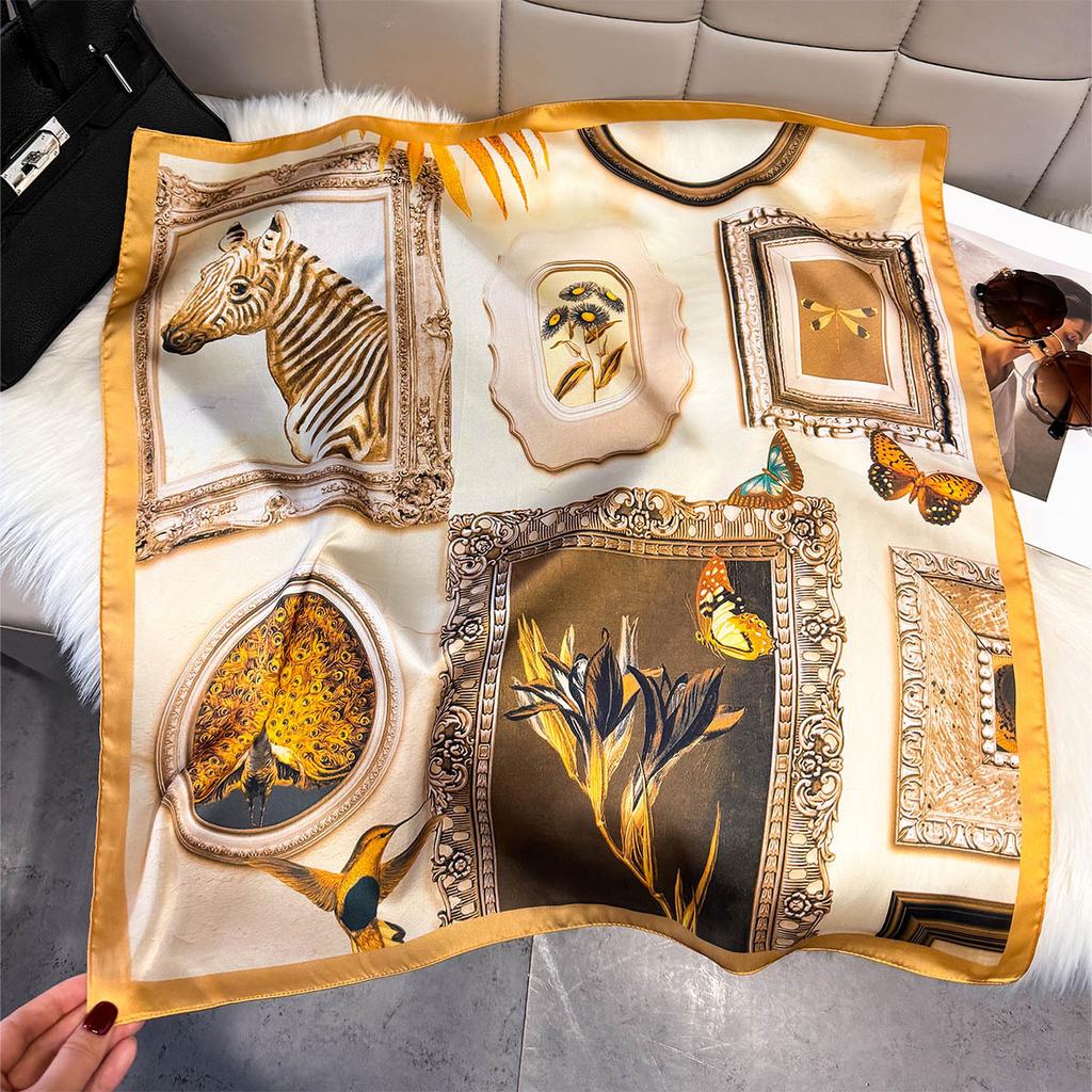 Fashion Square Fashion Foreign Style Small Silk Scarf Women'S Headband Decorative Scarf Dual-Purpose Small Square Scarf New Scarf