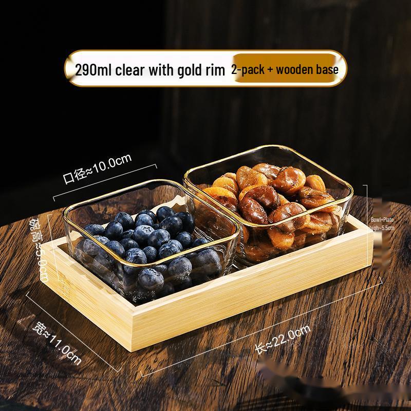 Qianxing Gold Rim Glass Divided Serving Platter Set