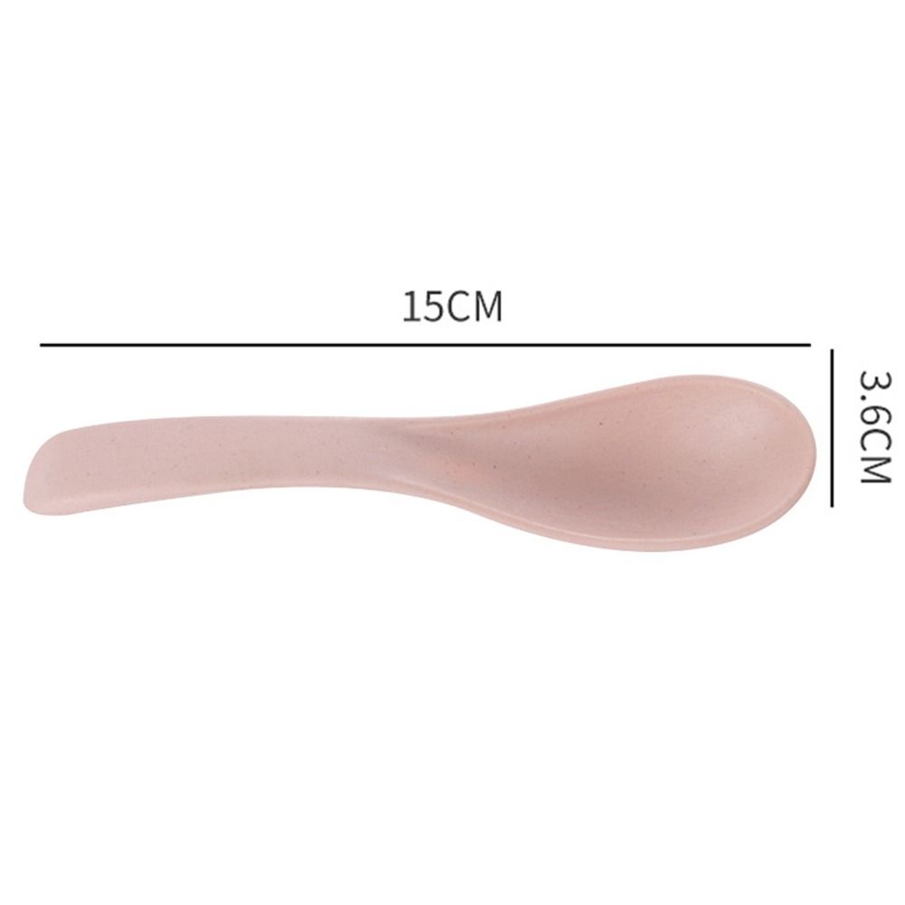 Eco Friendly Kids Kitchen Tableware Soup Spoon Long Handle Wheat Straw