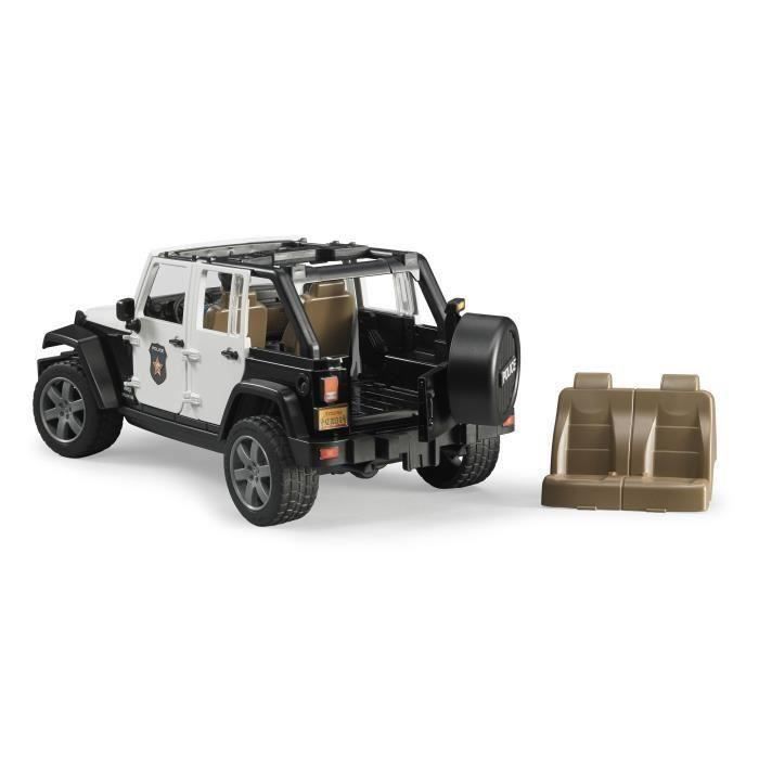 JEEP WRANGLER UNLIMITED RUBICON POLICE - BRUDER - Avec Policier et Module Son et Lumière - Echelle 1:16e