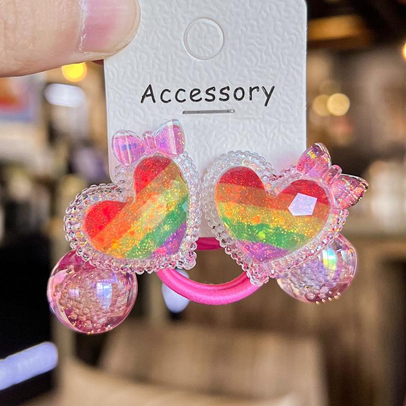 2PCS New Lovely Colorful Crown Bear Girls Elastic Hair Bands Hair Accessories Children Hair Ties Baby Headwear