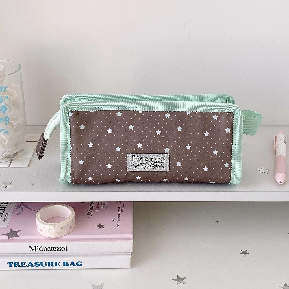 Large Capacity Pen Bag Transparent Window Pencil Pouch Portable Stationery Bag Students