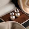 925 Silver Needle Round Pearl Minimalist Hoop Earrings For Women Party Classic Fine Jewelry Light Exquisite Accessories