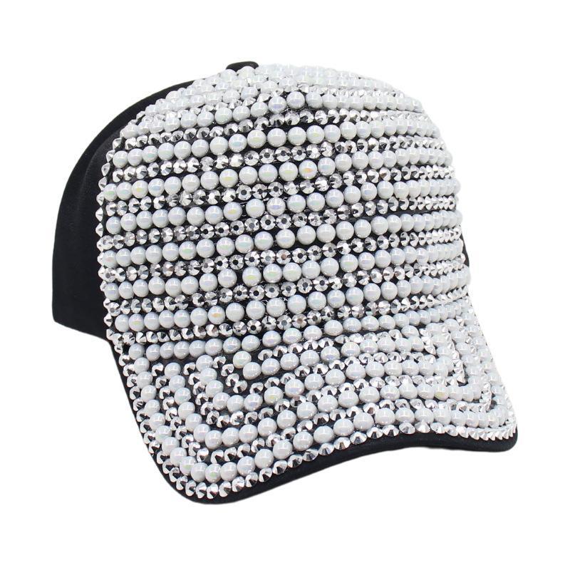 Hut Damen Punkt Diamant Perlenkappe Vielseitige Baseballkappe Frühling und Sommer Sonnenschutz Schirm Ins Wind