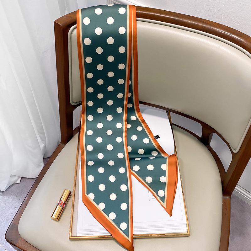Korean Polka Dot Skinny Scarf: Imitation Silk Spring/Summer Neck Scarf & Headband Tie for Women