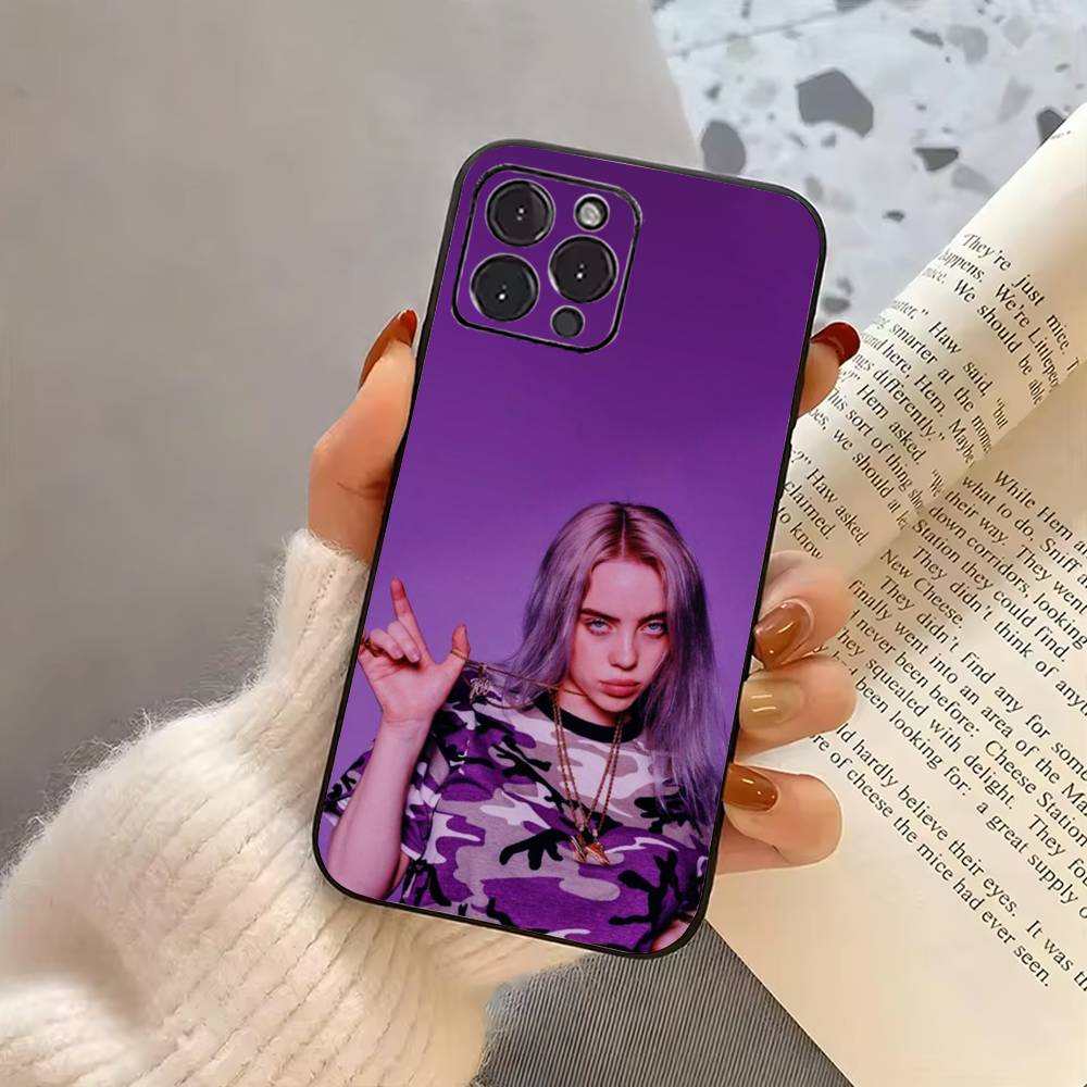 Banana Singer B-BillieS E-Eilish Phone Case For iPhone 17,16,15,14,13,12,11 Plus,Pro Max,XS,Soft Silicone Black Cover iPhone17
