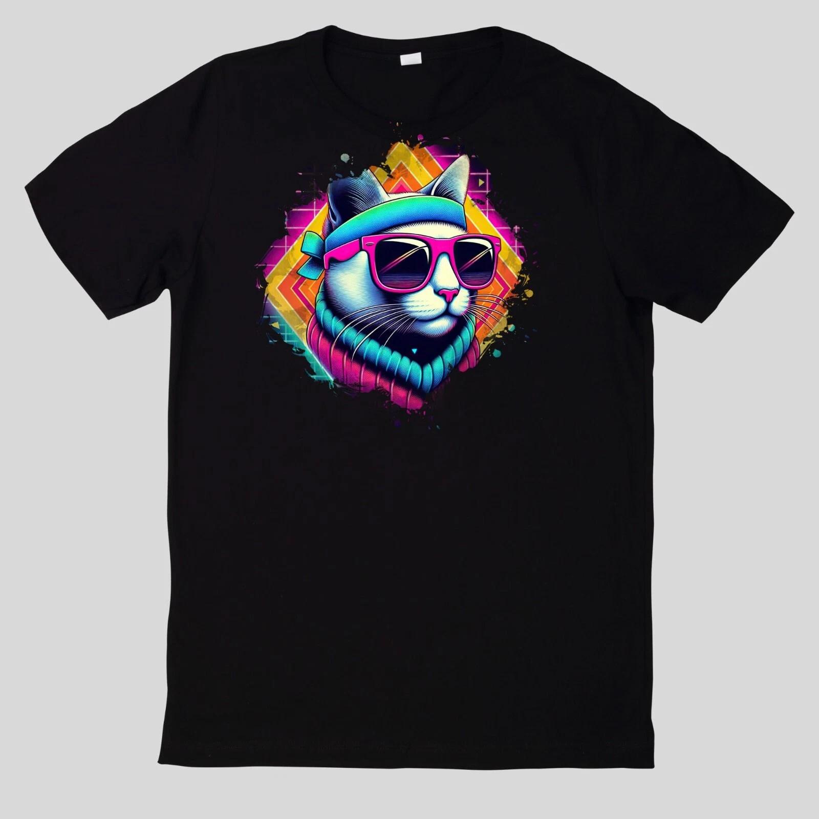 T-Shirt Aquarell Retro coole Katzen XXL