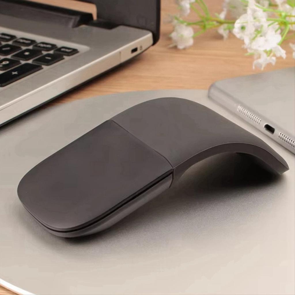 Tragbare, kabellose, gebogene Touch-Maus – faltbar, ultradünn, leise, ergonomisch – für PC und Laptops – Weiß
