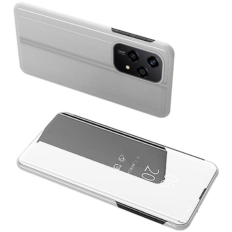 

Чехол для Honor 200 Lite с окошком для просмотра, подставка, кожаный флип-чехол для телефона Silver