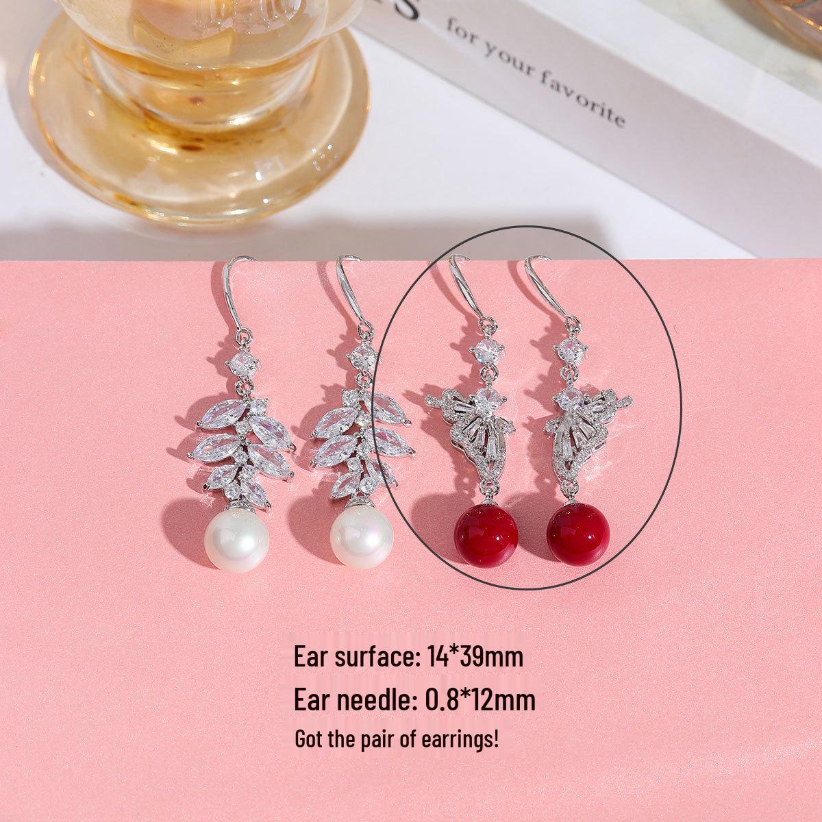 Gold-Plated Bow Zirconia  Pearl Earrings - French Luxury Style Summer Drops Gold-Plated, Color Lasting