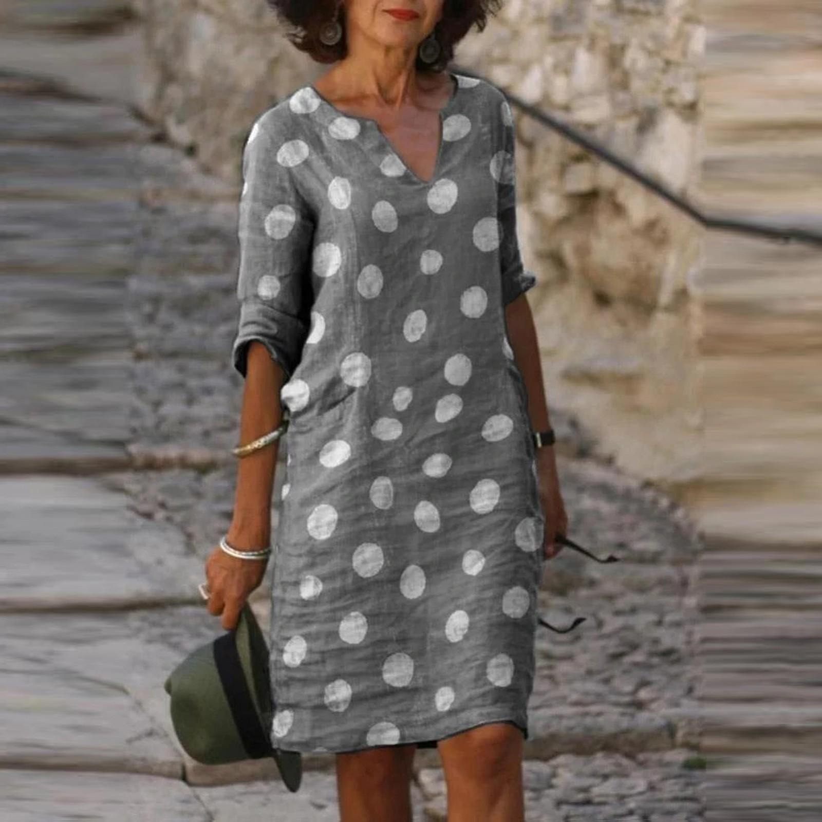 

Модное женское удобное повседневное платье с v-образным вырезом и коротким рукавом в стиле ретро XXL