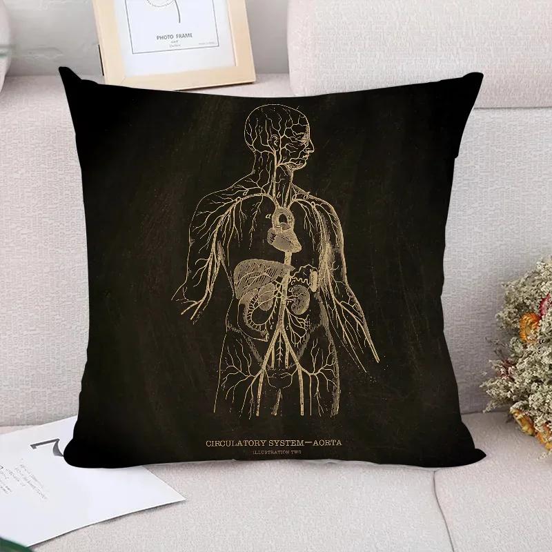 Cushion Cover  Anatomical Skeleton Pillow Cases Pillowcase Pillowcases for Pillows X Cushions Covers for Bed Pillows