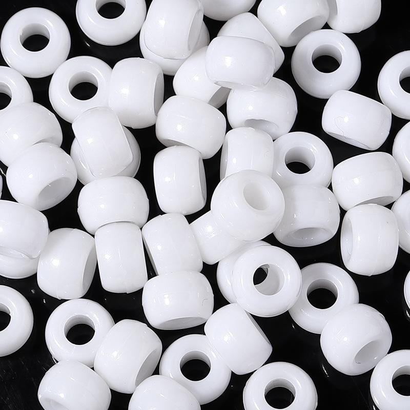 "100 Pcs Large Hole Transparent Frosted Barrel Beads - Colored Onion Powder Plastic Pony Beads for Dreadlocks and Wigs"