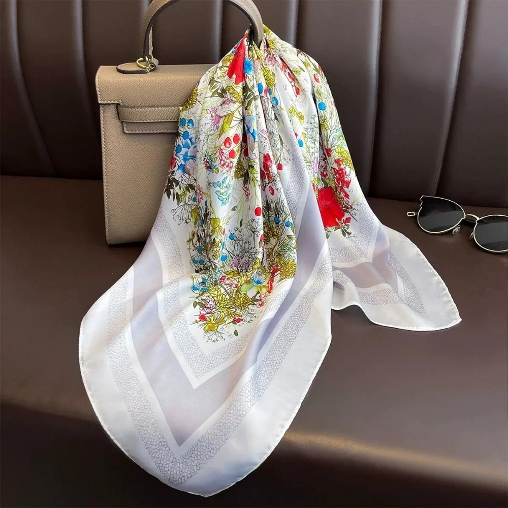 Fashion Luxury Brand 70cm Silk Feel Square Scarf Women Neck Tie Female Hair Bandana Headkerchief Shawl Wrap Hijab Echarpe