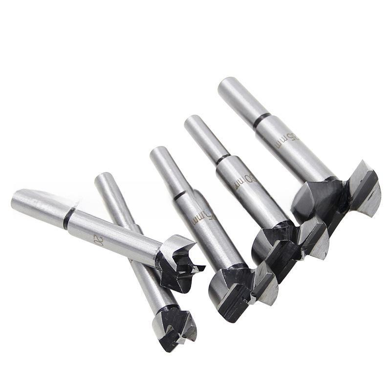 "5pc Woodworking Hole Opener Punch Drill Set for Flat Wing Drilling, Reaming, and Hinge Tool"