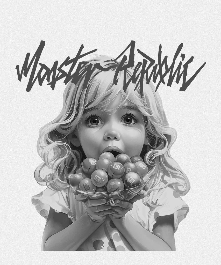 MONSTER REPUBLIC Happy Jenny Ash Gray T-Shirt White
