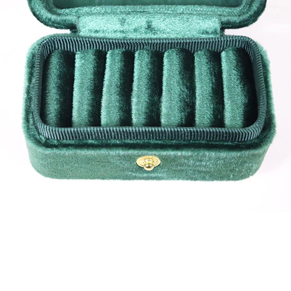 Mini Jewelry Box Plush Velvet Ring Holder Portable Jewelers Packaging Travel Storage