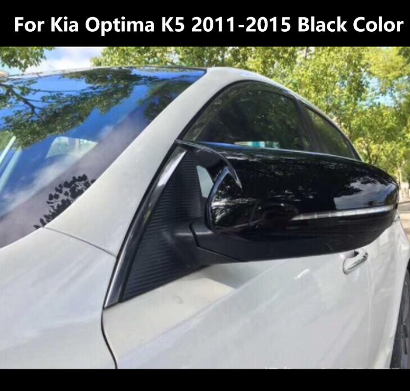 For KIA K5 Optima 2011-2015/2016-2020 Car Side Door Rearview Horn Mirror Cover Cap Sticker Trim ABS Carbon Fiber Style Black