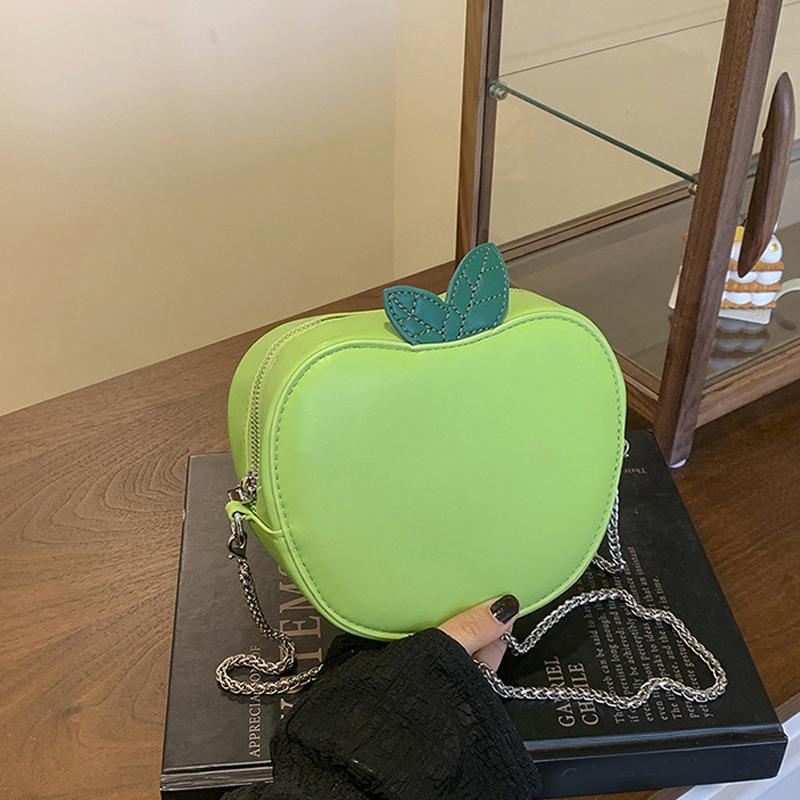 Girl Crossbody Bag Cute Apple PU Personality Women Shoulder Bag Simple Small Satchel Cartoon Shaped Coin Purse CLE