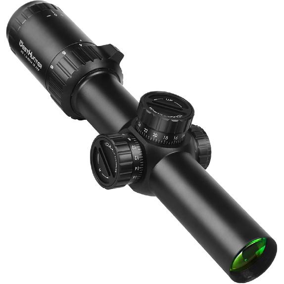 WestHunter Optics HD 1.2-6x24 IR FFP LPVO Riflescope, 30 mm Tube First Focal Plane Illuminated 1/2 MOA Presicion Compact Rifle Scope for Shooting and