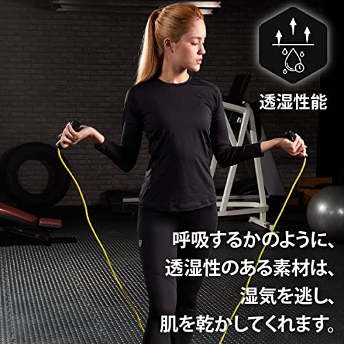 VITAL SALVEO CQ-8263 Women's Compression Long Sleeve Exercise Wear, Cool Dry, Black (XL)