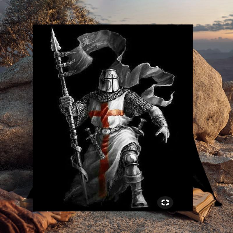 1PC Knightly Crusader Armor Flannel Blanket Gift, Suitable for Both Men And Women, Soft Ideal for Beds And Sofa, Birthday Or Christmas Gift