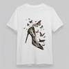 Women's Fashion T-Shirt High Heel Butterfly Tee Short Soft Cotton White Oversize